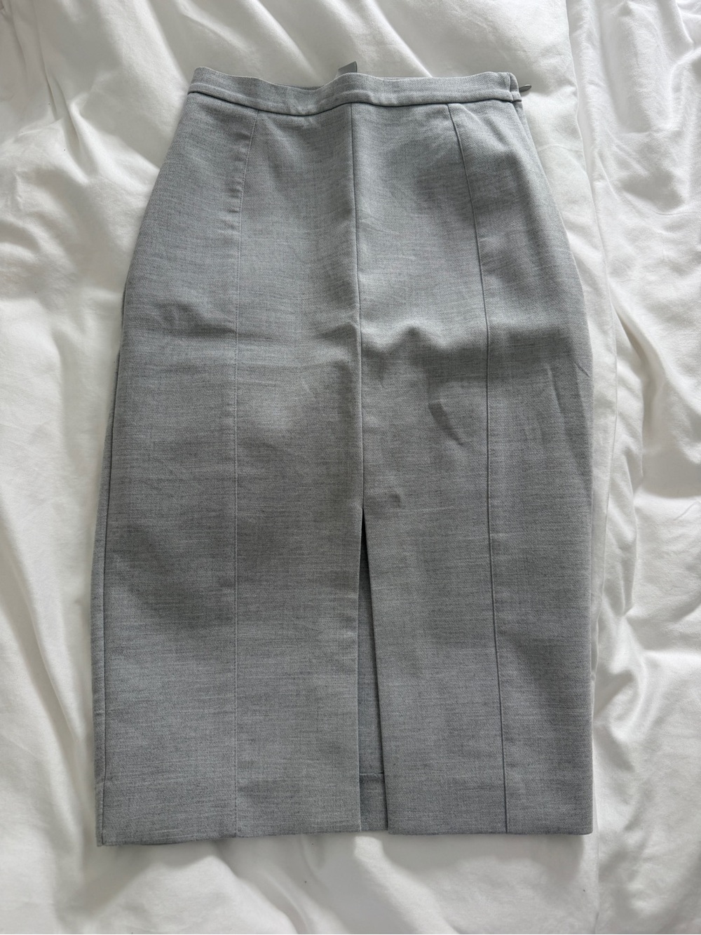 H&M Light Gray Pencil Skirt with Front Vent